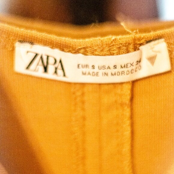 Solid Tan ZARA Bodycon Midi Dress - Picture 2 of 3